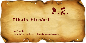 Mikula Richárd névjegykártya